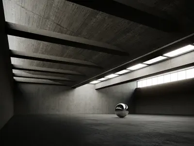 Low poly interior hangar Low-poly 3D model