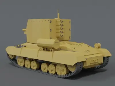 Low Poly Cartoon Bishop Tank Low-poly 3D model
