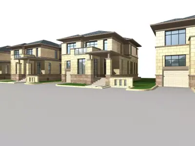 Villa three houses 3D model