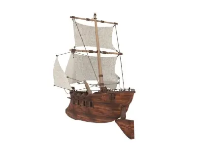 Wooden boat  3D model