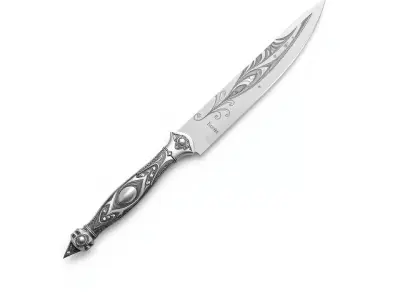 Ornate Silver Dagger model pack Low-poly 3D model