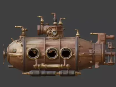 Steampunk Heavy Tactical Submarine 3D Model Low-poly 3D model