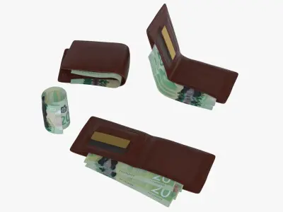 Canada 20 Dollar Wallet Money Purse 3D model