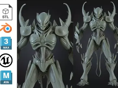 Alien Warlord Low-poly 3D model