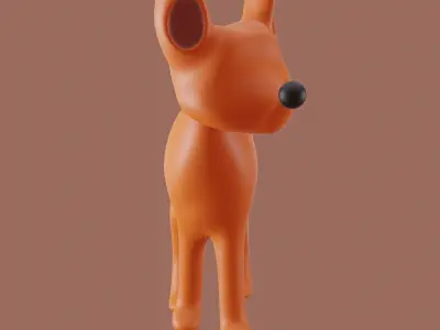 fox-Lowpoly orange toy dog Low-poly 3D model