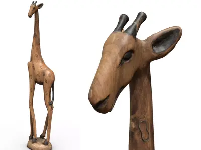 Wooden giraffe figure Free low-poly 3D model