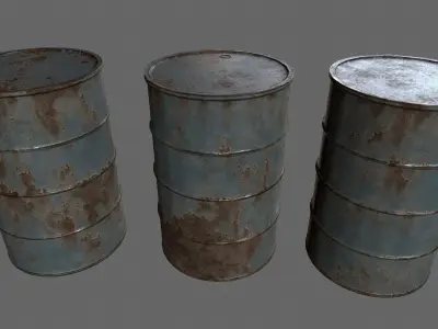 Barrel 1 different colored rusty barrels Low-poly 3D model