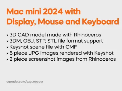Mac mini 2024 Complete Set with Display Mouse and Keyboard 3D model