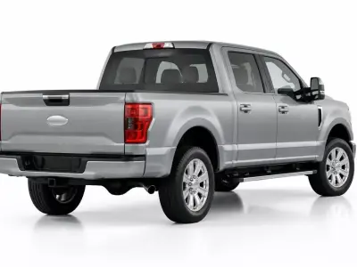 Modern Silver Heavy Duty Crew Cab Pickup Truck 3D model