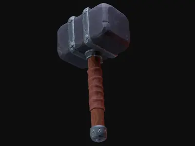 Stylized Hammer Low poly game ready Low-poly 3D model