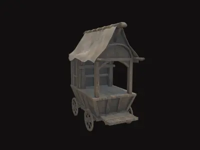 Medieval Cart V05 Low-poly 3D model