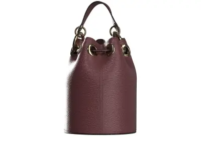 Burgundy Leather Bucket Bag 3D model
