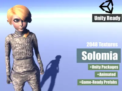 Solomia - animated rigged Military Female Low-poly 3D model