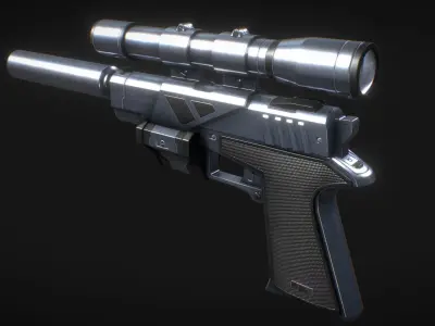 Falcon 2 gun with scope Low-poly 3D model