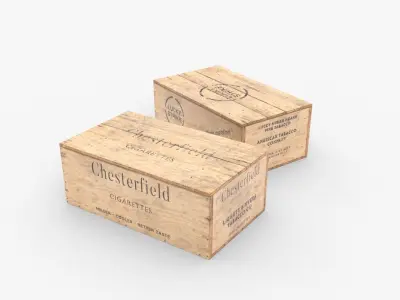 Cigarettes Wooden Boxes WWII Low-poly 3D model