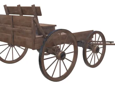 wooden cart with bench 3D model