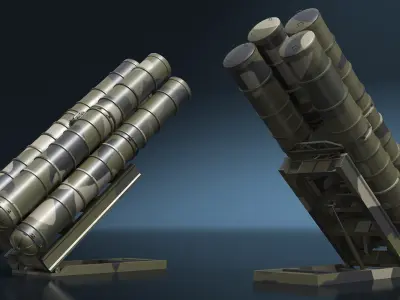 Deployed Air Defense Launcher Module in Green Camo 3D model