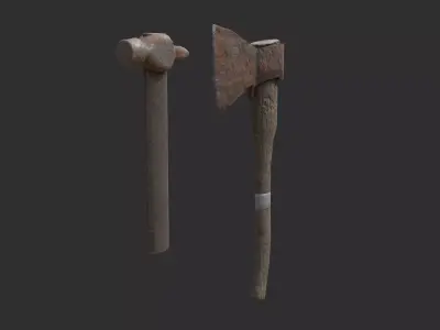 Axe and hammer Free low-poly 3D model