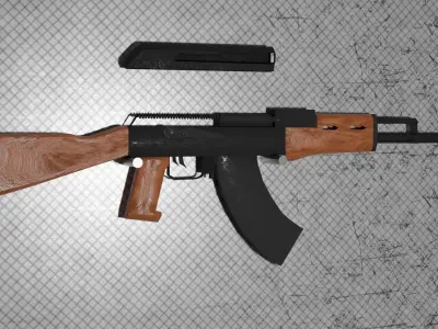 ak 47 and a steel wall 3D model