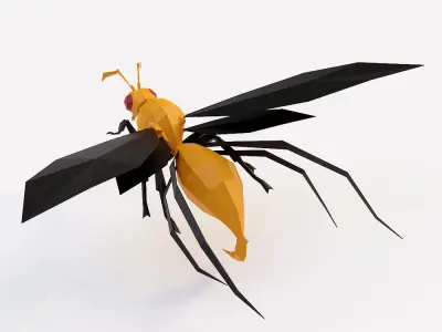 Yellow wasp 3d model  Low-poly 3D model