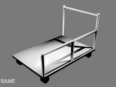 Trolley 5 metal dolly with sheet of paper 3D model