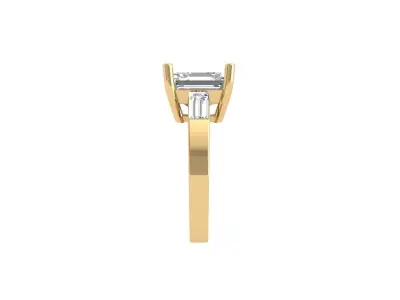 Asscher  3 Stone Ring 3D print model