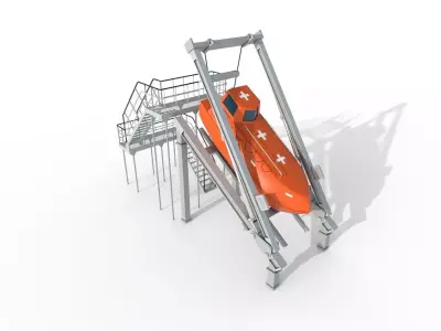 FREE-FALL LIFEBOAT Low-poly 3D model