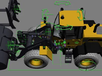 Wheel Loader Komatsu WA250 Rigged 3D model