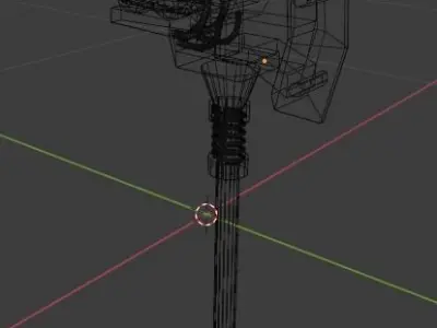 Steampunk or Sci-fi battle axe Low-poly 3D model