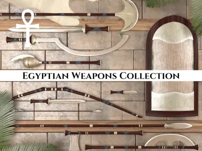 Ancient Collection Egyptian Weapons Set 3D Model Pack
