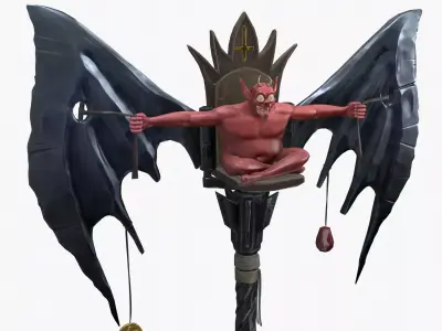 Stylized PBR Demon Battle Axe Game Weapon Prop model Low-poly 3D model