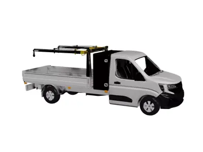 Flatbed Crane Truck Mobile Lifting Cargo Transport Vehicle 02 3D model