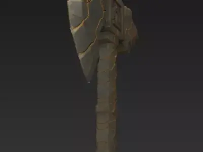 Stone Rune Axe - Stylized Fantasy Weapon 3D model