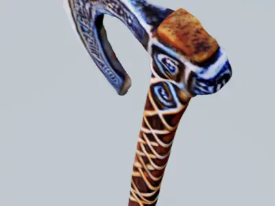 Wooden viking axe Free low-poly 3D model