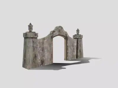 Ruined entrance way Low-poly 3D model