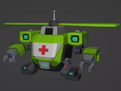 Rescue Helicopter Robot Game Ready 3D Model Low-poly 3D model