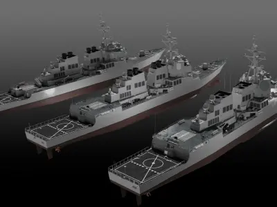 Arleigh Burke class Flight I Flight IIA Flight III 3D Model Pack