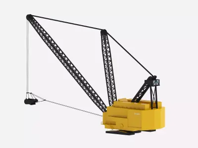 Excavator Dragline Crane 9020 Simplified Low-poly 3D model