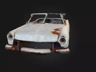 Rusty Convertible Wreck  Abandoned Open-Top Car  Free 3D model