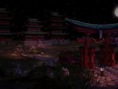 3D Stylized Japanese Torii Gate Asset 3D model