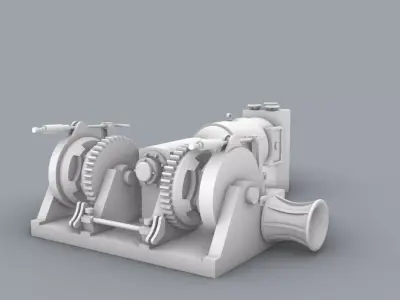 PM Double Drum Boat Anchor Winch Windlass ANSALDO 3D print model