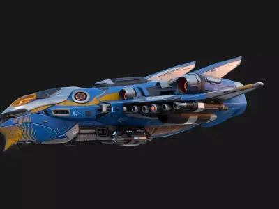 Sci-Fi Space Ship X1  Low-poly 3D model