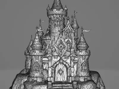 mystical castle 5 50k polys Low-poly 3D model