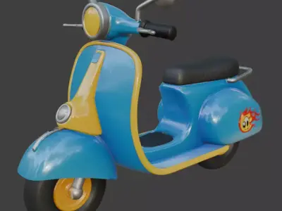 Vintage Retro Scooter 3D Model 3D model 4