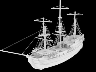 Ship model sailing Low-poly 3D model