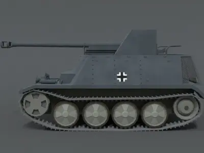 Low Poly Cartoon SdKFz 132 Marder II Tank Low-poly 3D model