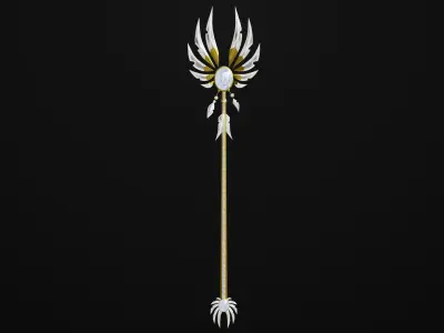  Fantasy Trident08 All PBR Unity UE Textures Included Low-poly 3D model