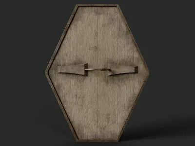 Slavic diamond-shaped shield painted red with bull symbol Low-poly 3D model