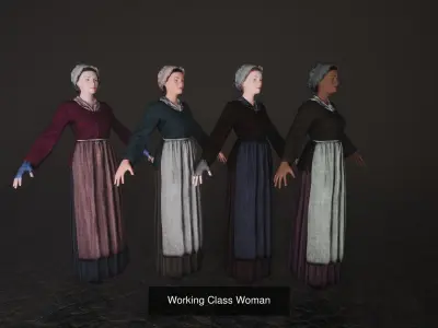 Low Poly Working Class Men and Woman 3D Model Pack
