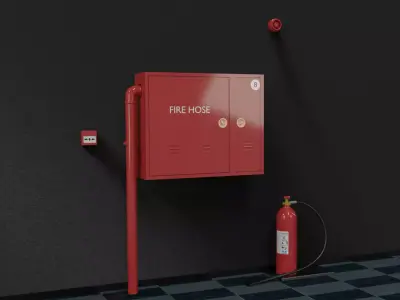 extinguisher fire equipments  Low-poly 3D model